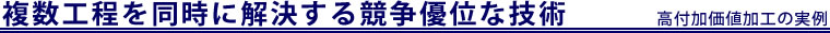 複数工程を同時に解決する競争優位な技術 -高付加価値加工の実例-